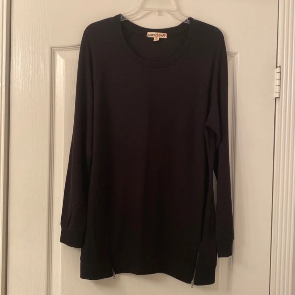 Black zipper tunic top size xl nwot